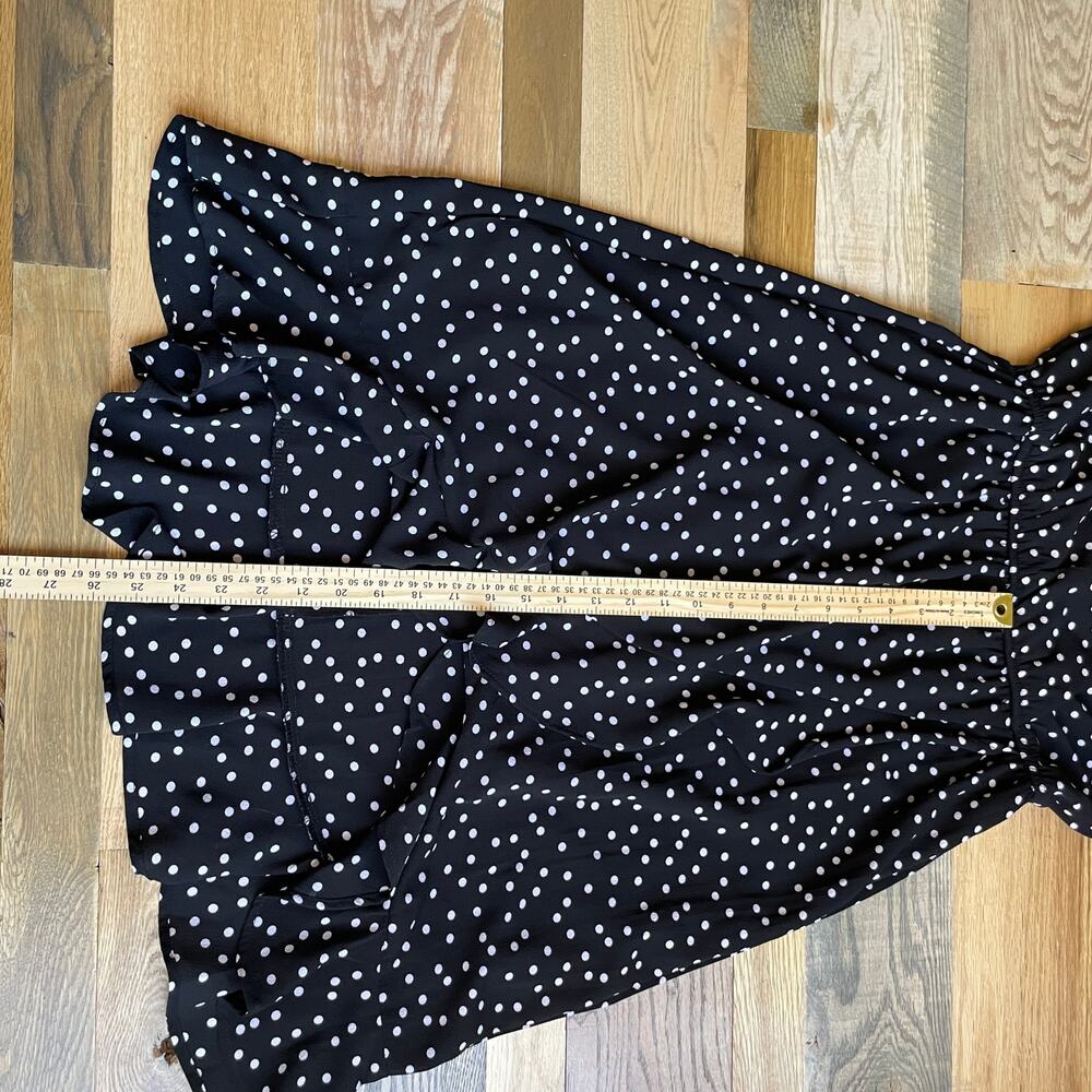 Bobeau Black White Polka Dot Midi Wrap Dress Ruffle Hem Women's Small - Picture 8 of 8